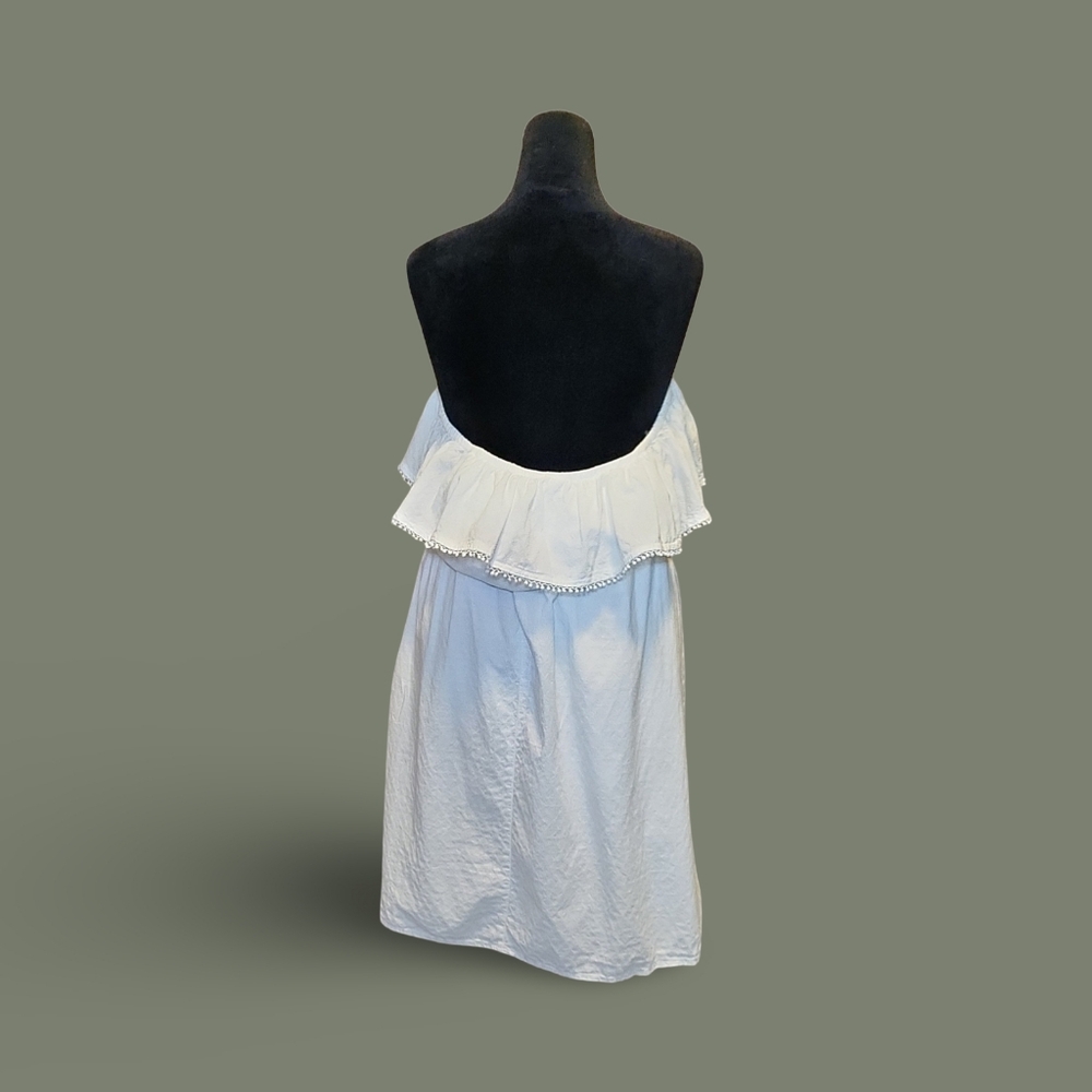 Faded Glory Off-Shoulder Ruffle Knee Length A-Line Dress XXL White Cotton - Picture 6 of 10
